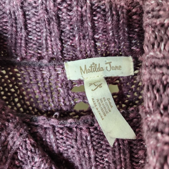 Matilda Jane Large Dixie Chunky cable knit turtleneck tunic sweater - Picture 4 of 6